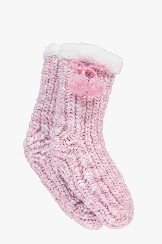 Anna Cable Knit Fleece Lined Slipper Sock
